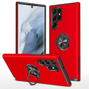 Samsung Galaxy S23 Ultra Compatible Case Cover With Shockproof And Magnetic Ring Holder - Red